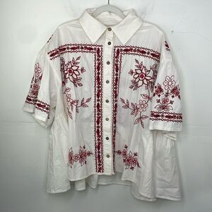 We the Free  Spring Refresh Top In White Embroidered size Large